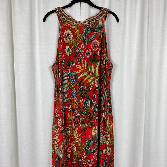 Soft Surroundings Orange Tropical Floral Onani Maxi Dress Sz.1X - Picture 10 of 13